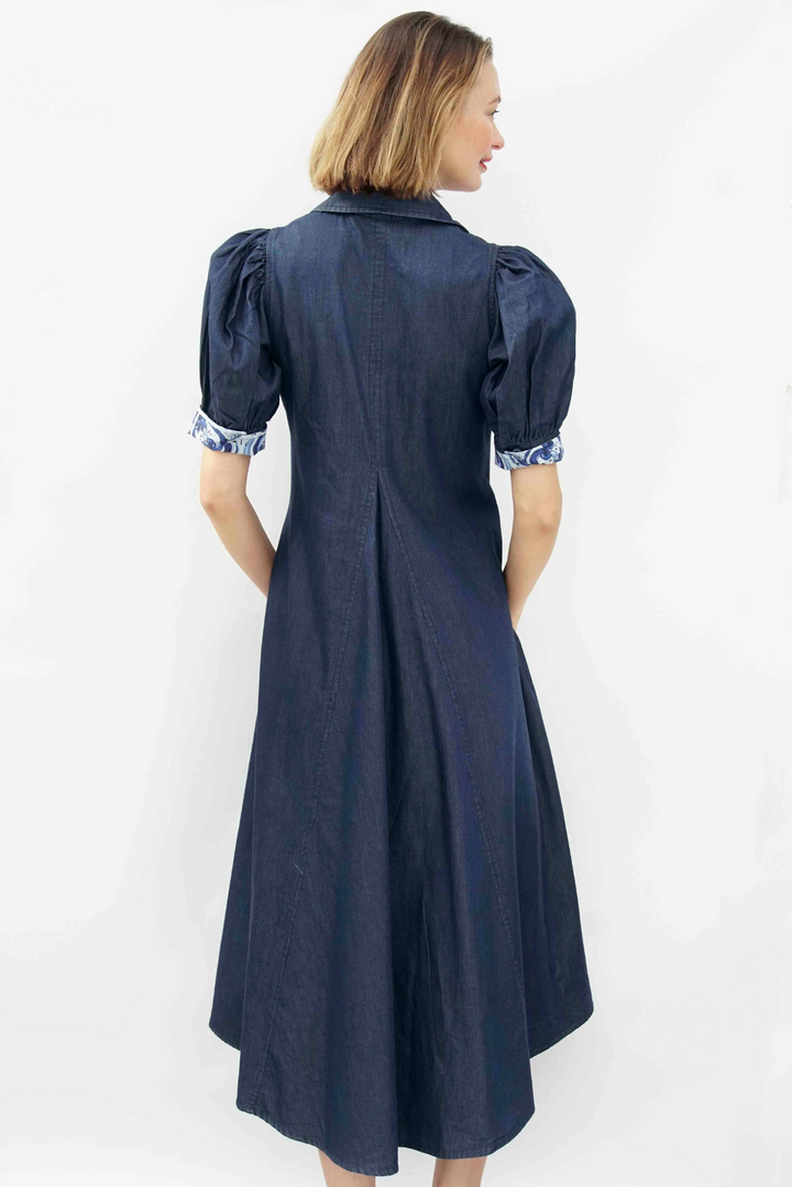 Dizzy-Lizzie Montauk Trapeze Denim Midi Dress