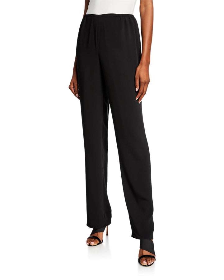 Caroline Rose Crepe Straight Leg Pant in Black