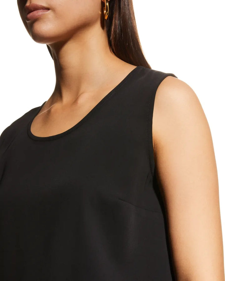 Caroline Rose Matte Crepe Suzette Basic Tank - Black