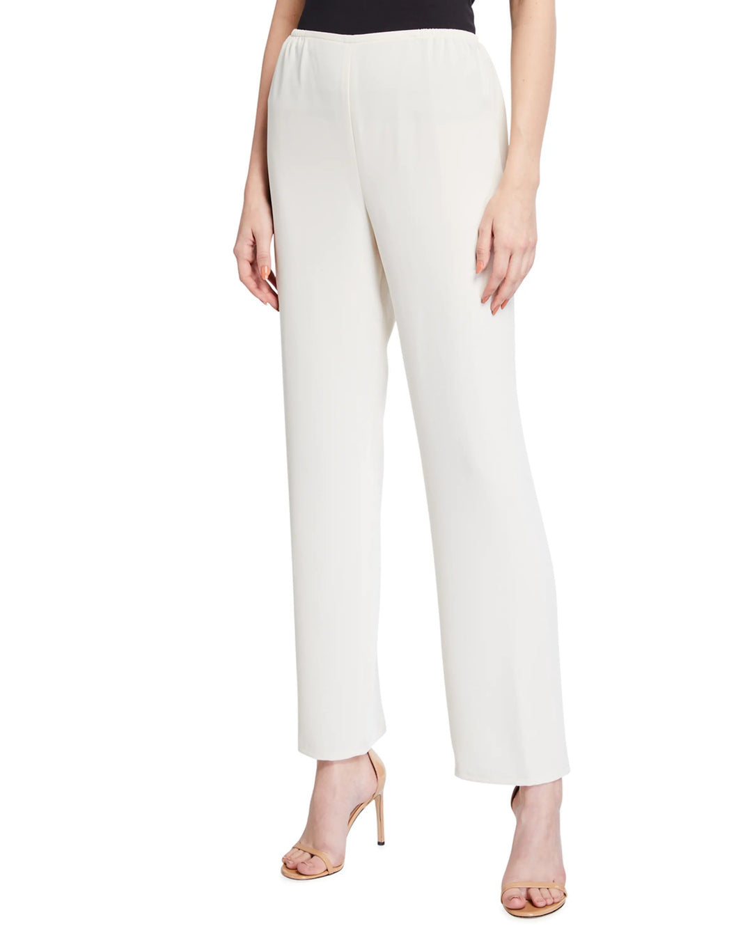 Caroline Rose Crepe Straight Pant in Ivory