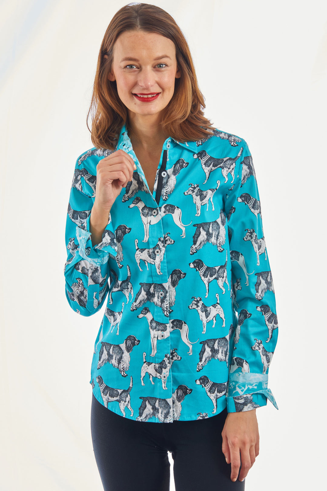 Dizzy-Lizzie Rome Shirt Turquoise Ground Black White Pooches