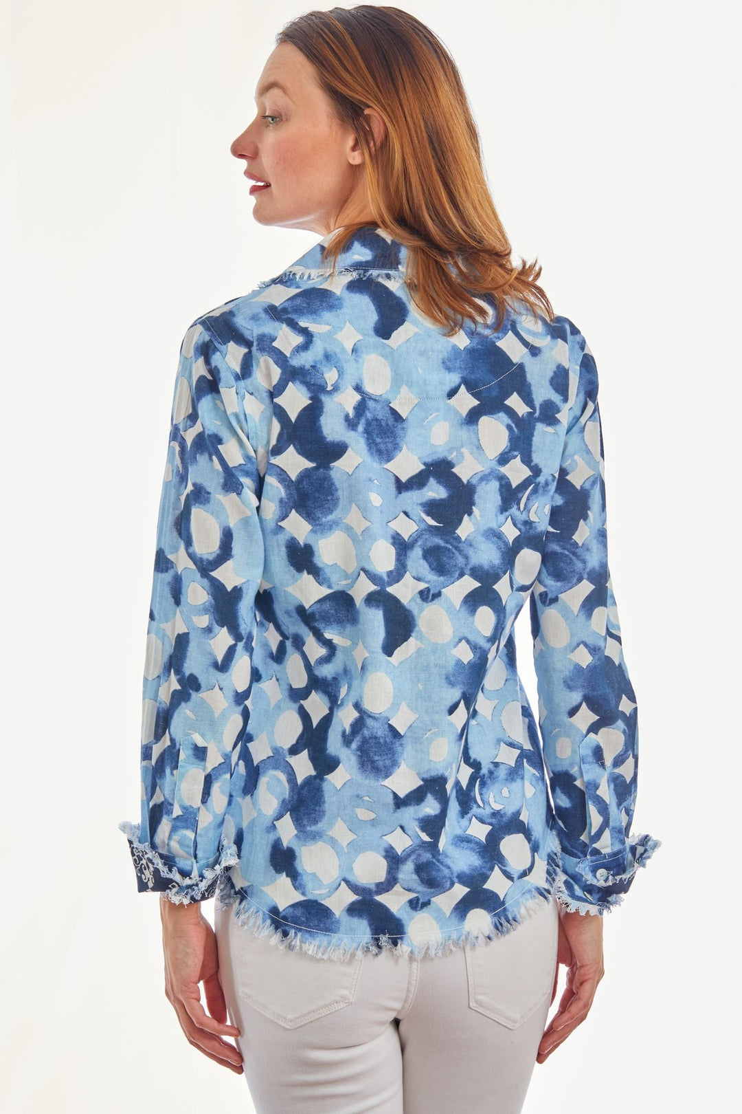 Dizzy Lizzie Cape Cod Tunic Blues Watercolor Print