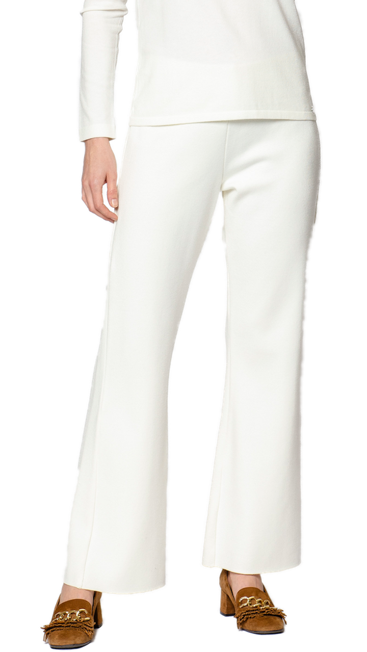 Monique Milano-Knit Boot Leg  Pants; Winter White