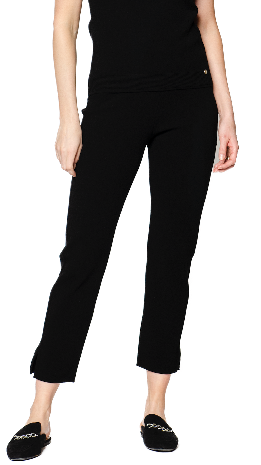 Biana Alice Milano-Knit Slim Leg Pants in Black available at Barbara Katz