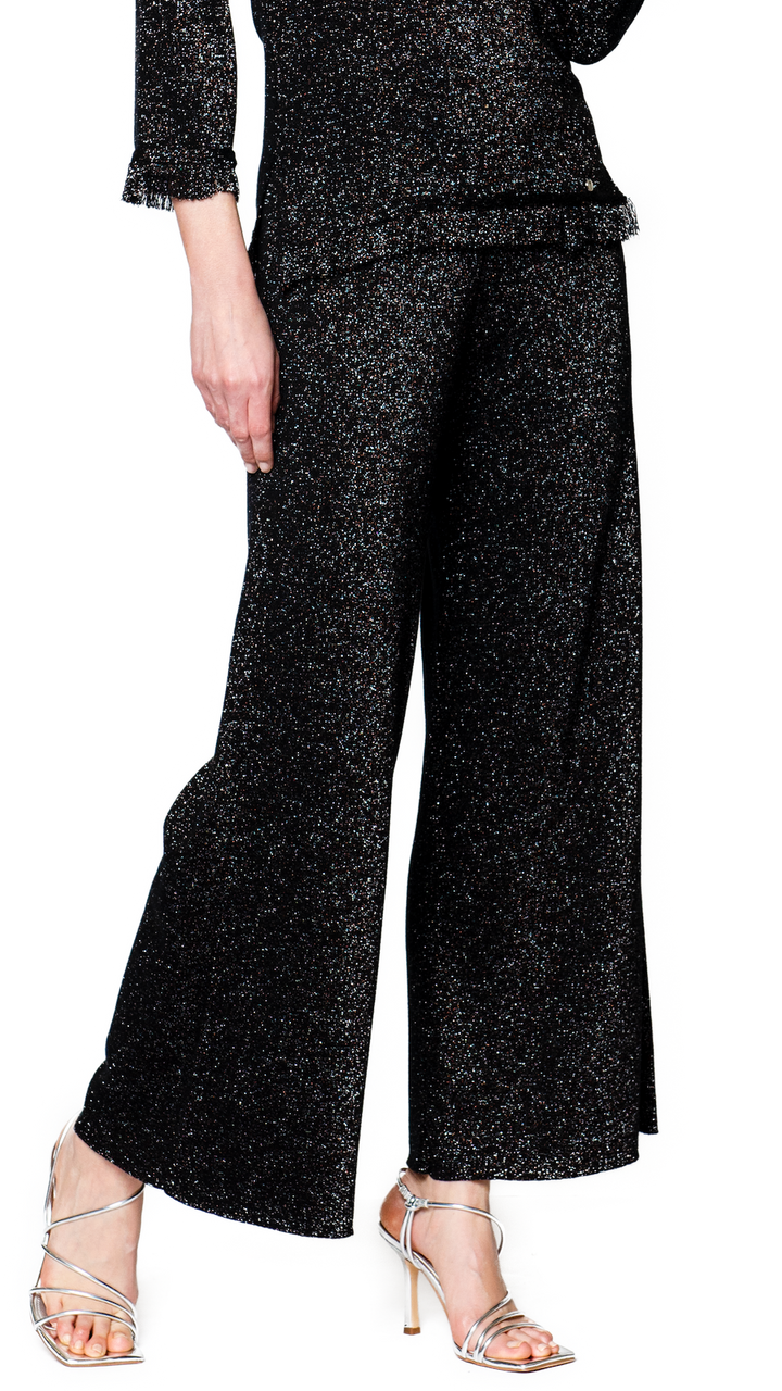 Trina Wide Leg Shimmery Pant; Black Shimmer